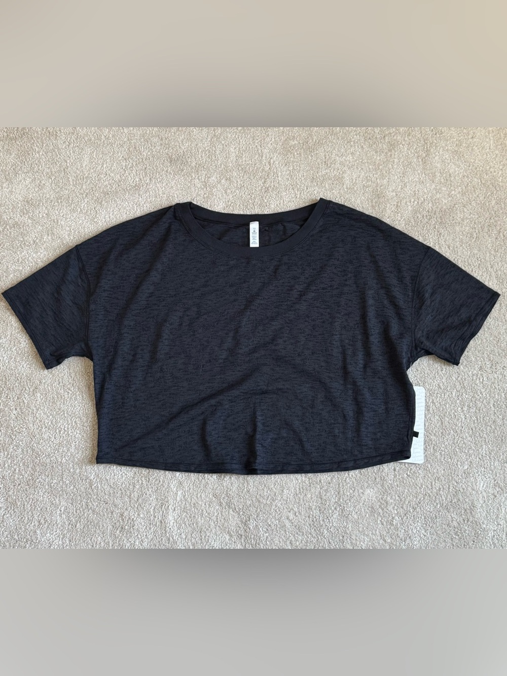 Lululemon Lightest Cropped Tee Black Short Sleeve Women's Size 12 NWT w/Shopper